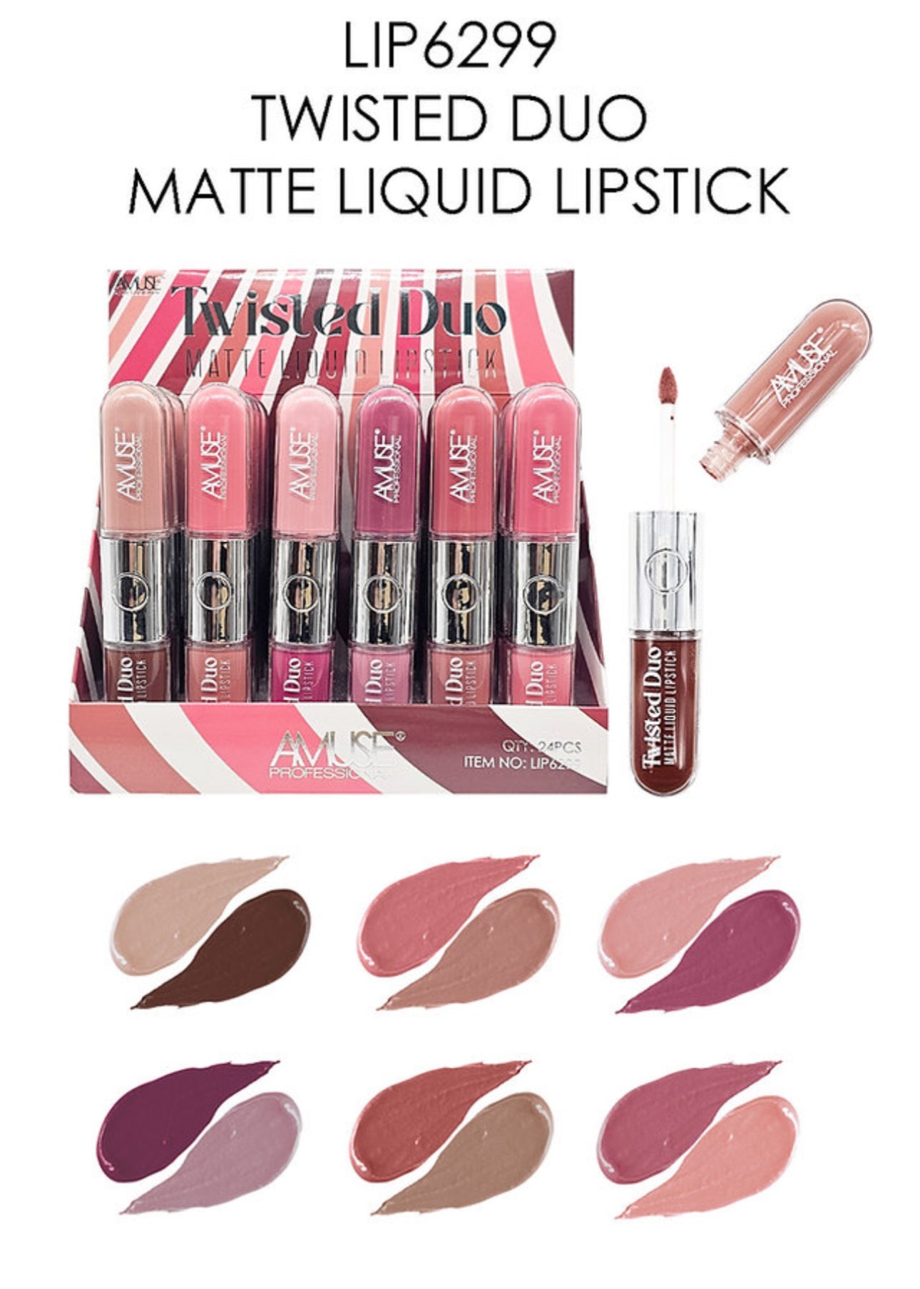 AMUSE - TWISTED DUO - MATTE LIQUID LIPSTICK - DISPLAY 24PC