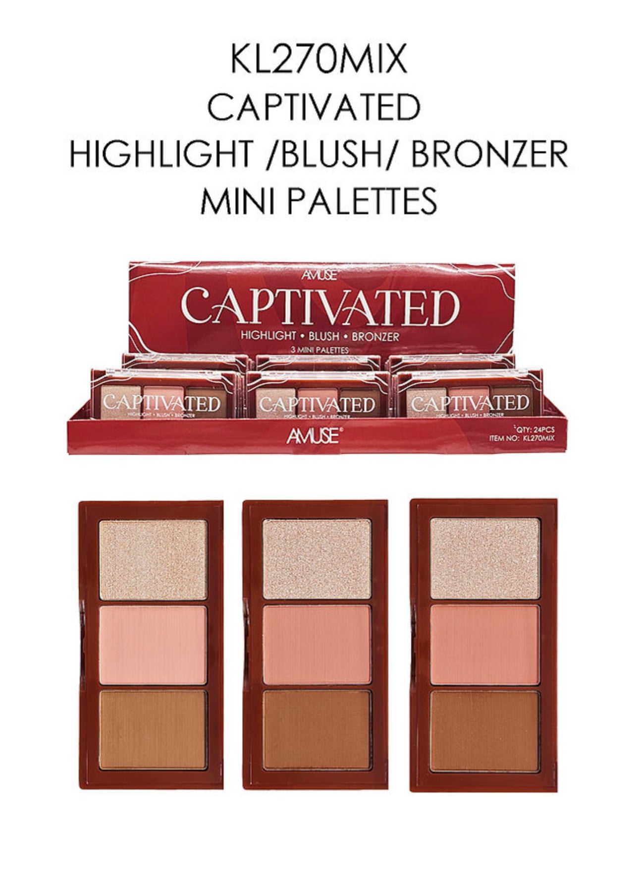 Amuse - CAPTIVATED HIGHLIHT/BLUSH/BRONZER MINI PALETTES