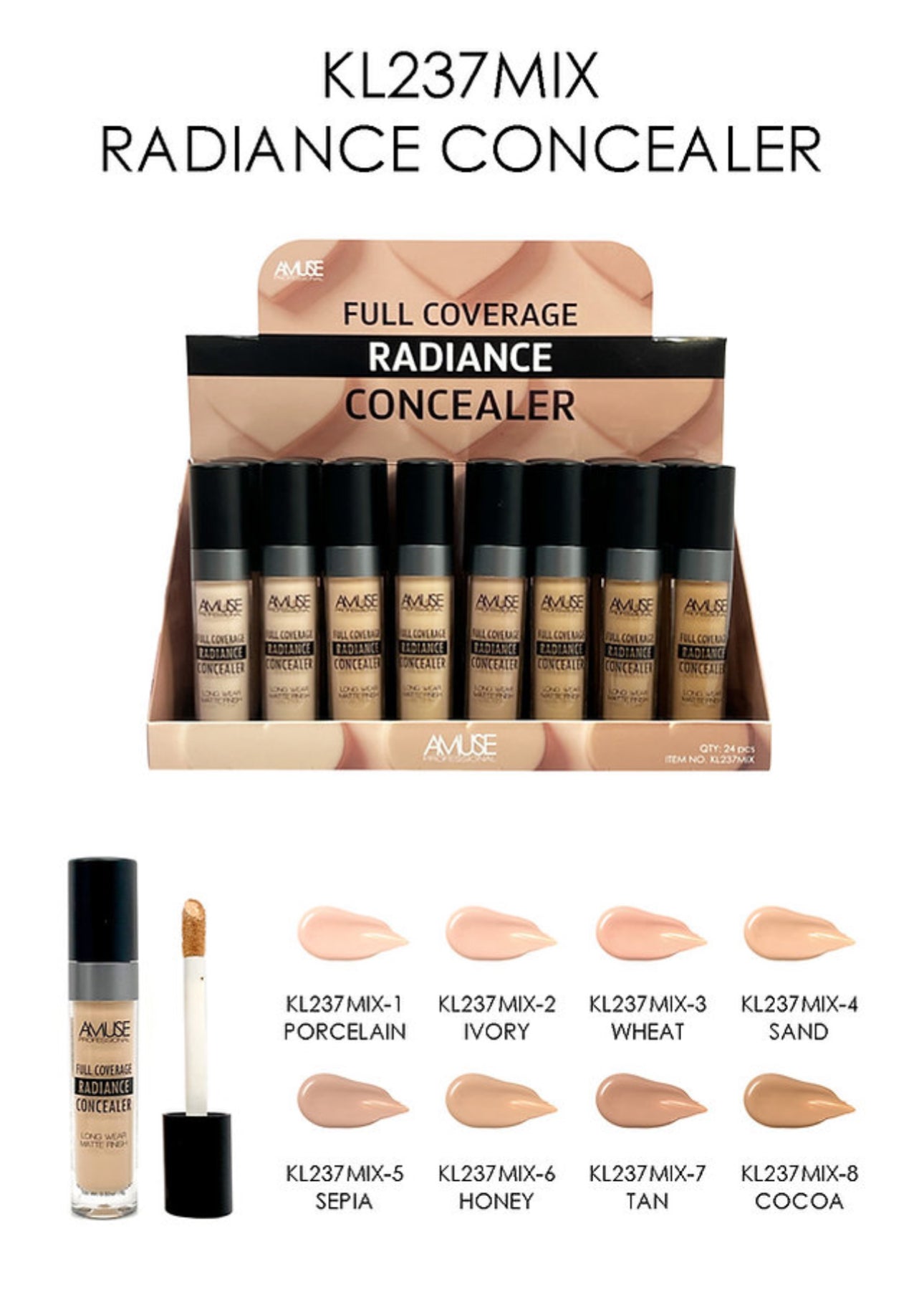 AMUSE- FULL COVERAGE- RADIANCE CONCEALER- (24PCS)