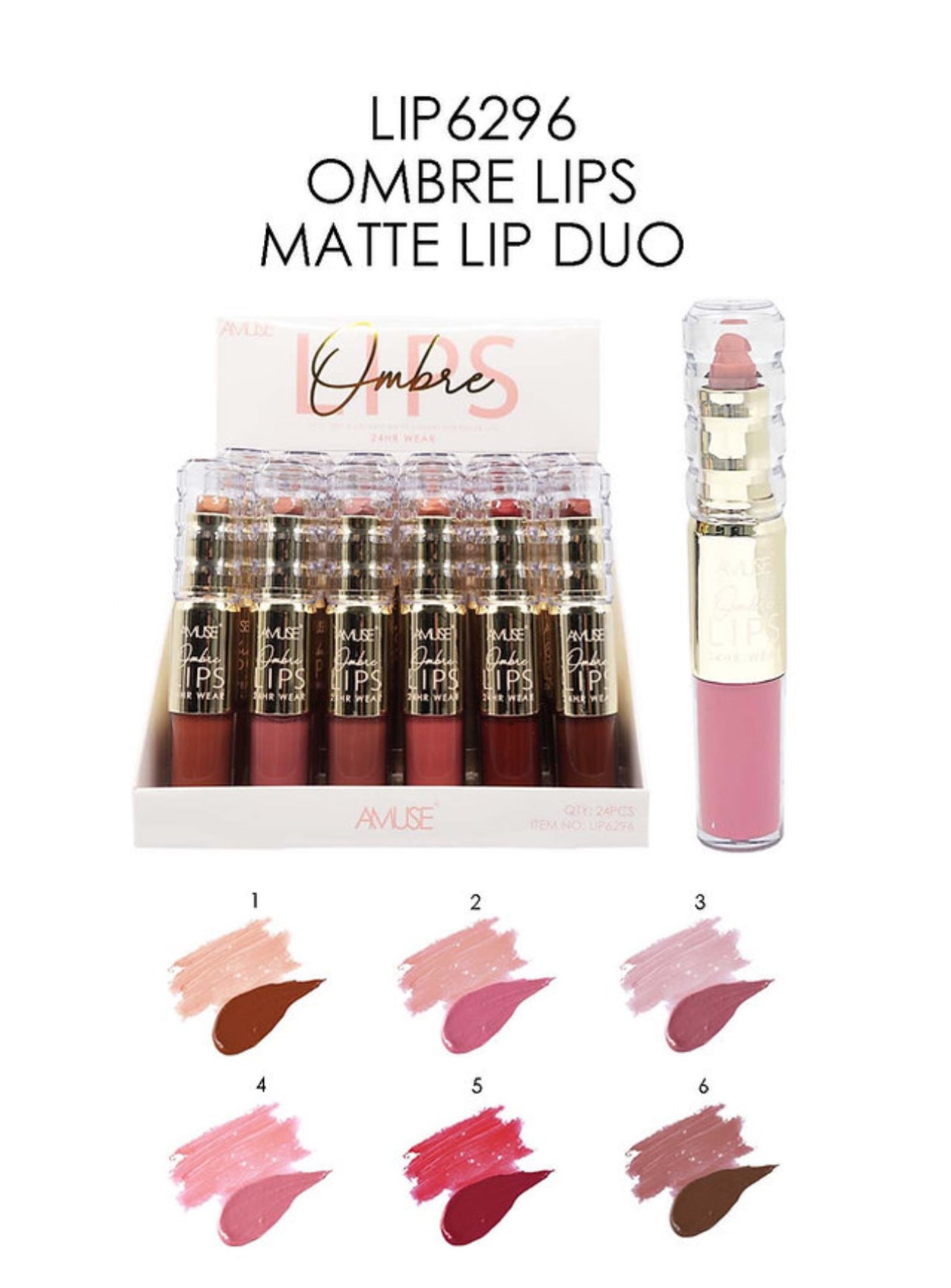 AMUSE - LIPS OMBRE 24HR WEAR -DISPLAY 24 PC