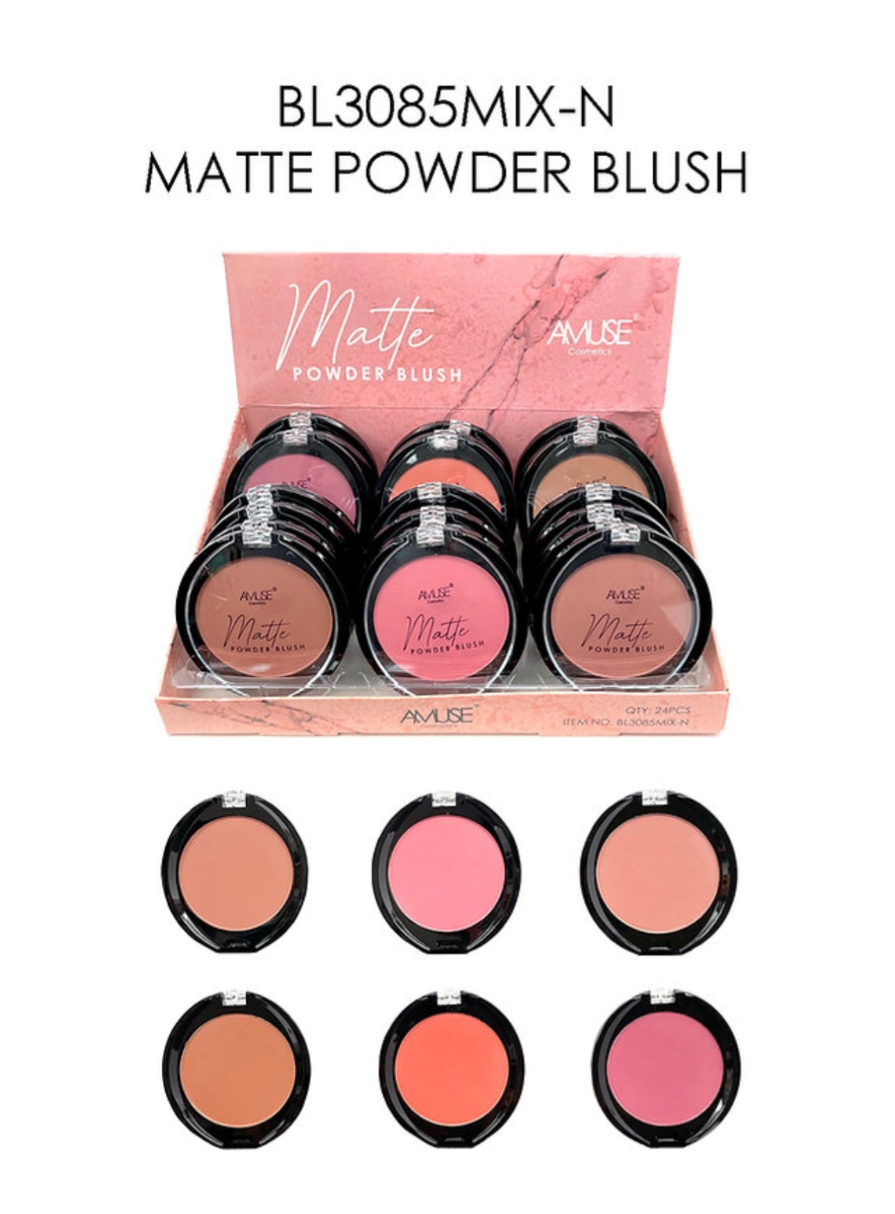 AMUSE - MATTE POWDER BLUSH - DISPLAY 24 PCS