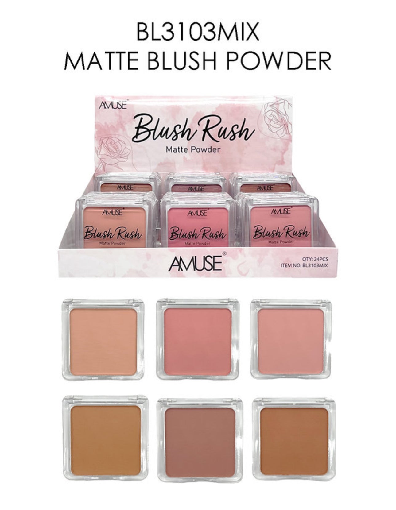 AMUSE - BLUSH RUSH MATTE POWDER - DISPLAY 24PC